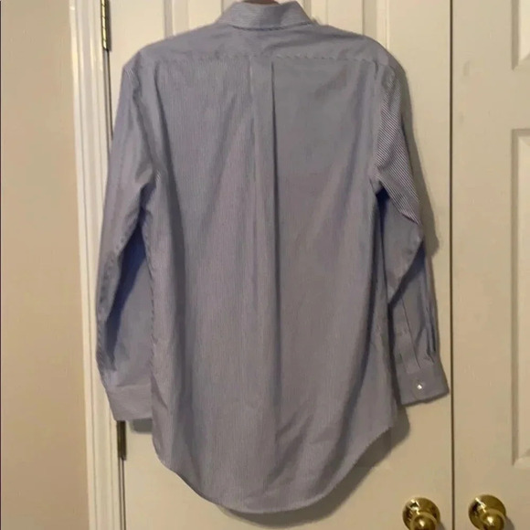 Land’s End Tailored Fit Shirt Pinpoint Navy 15-32 - Picture 4 of 7